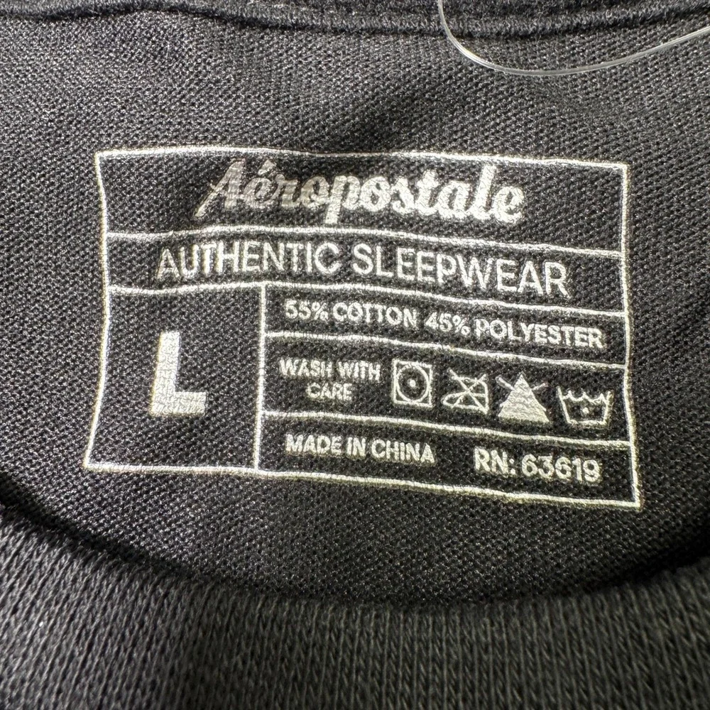 Aeropostale Mens Sleepwear T-Shirt Black Cotton Blend Lounge Top Large NWT